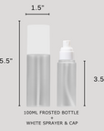 PACKAGE 120ml Frosted Plastic Bottle + White Sprayer + Lid